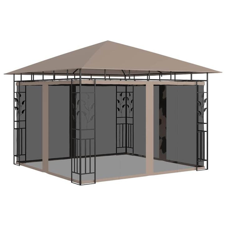 vidaXL Prieel met klamboe 3x3x2,73 m 180 g/m² taupe, Tuin en Terras, Partytenten, Nieuw, Verzenden