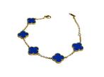 Veiling - Uniek 18k GP | Alhambra Style Bracelet | Blue Agat, Nieuw