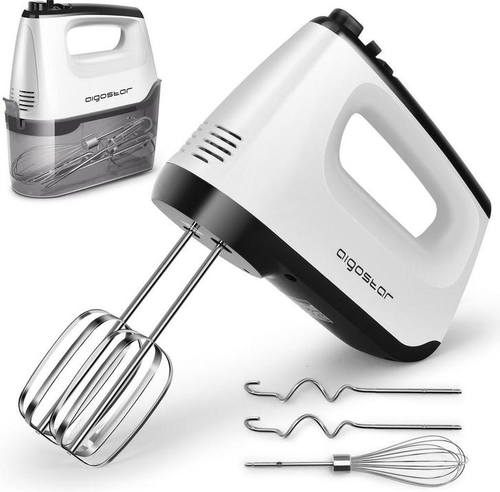 Handmixer - 5 Snelheden met Turbo - RVS Deeghaken & Gardes -, Witgoed en Apparatuur, Keukenmixers, Zo goed als nieuw, Verzenden