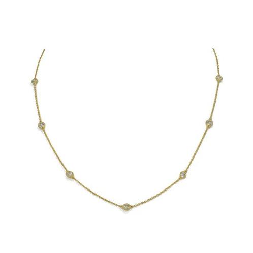 Halsketting - 14 karaat Geel goud - 0.90ct. tw. Diamant, Sieraden, Tassen en Uiterlijk, Kettingen