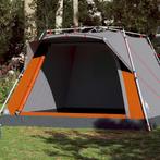 Kampeertent 4-persoons snelontgrendeling grijs en oranje, Caravans en Kamperen, Kampeeraccessoires, Verzenden, Nieuw