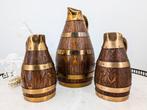 3 Pichets à cidre en bois et laiton signé Gérard Lafitte