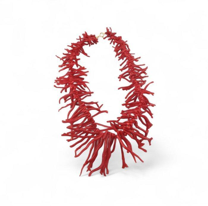 Koraal - Zilver - Halsketting - ambachtelijke productie, Antiek en Kunst, Curiosa en Brocante