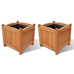 vidaXL Plantenbakken verhoogd 2 st 30x30x30 cm hout, Tuin en Terras, Verzenden, Minder dan 60 cm, Nieuw, Hout