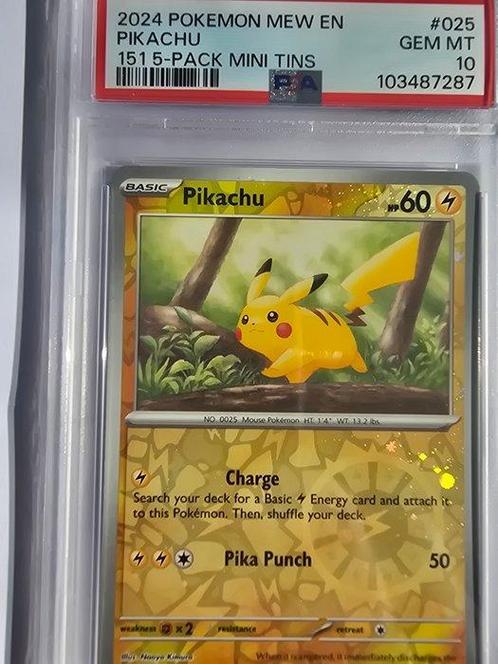 Pokémon - 1 Graded card - Pikachu 025/165 First edition,, Hobby en Vrije tijd, Verzamelkaartspellen | Pokémon