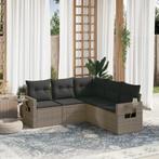 vidaXL 5-delige Loungeset met kussens poly rattan grijs, Verzenden, Nieuw, Rotan, Loungeset