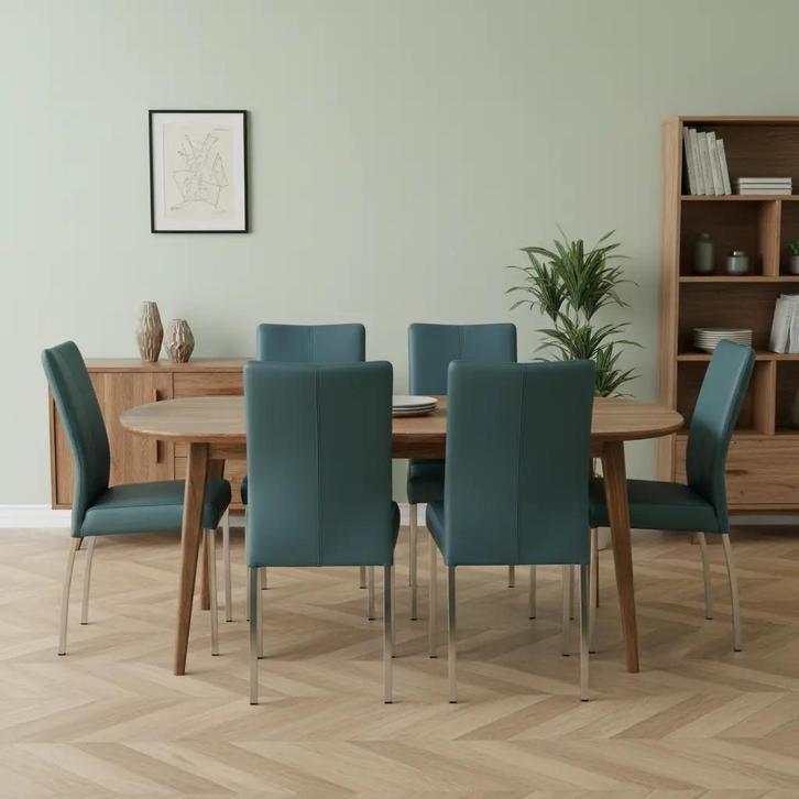 Set van 6 leren eetkamerstoel Comfort - Toledo Whale, Huis en Inrichting, Stoelen, Nieuw, Leer, Ophalen of Verzenden