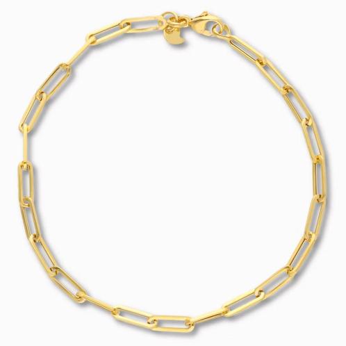 Gouden Paperclip armband 9K 3,25 mm, Sieraden, Tassen en Uiterlijk, Armbanden, Goud, Nieuw, Goud, Verzenden