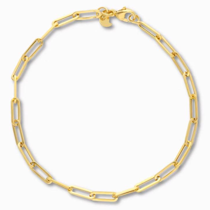 Gouden Paperclip armband 9K 3,25 mm, Sieraden, Tassen en Uiterlijk, Armbanden, Goud, Nieuw, Goud, Verzenden