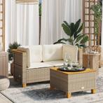 vidaXL Tuinbanken 2 st met kussens poly rattan beige, Verzenden, Nieuw, Rotan