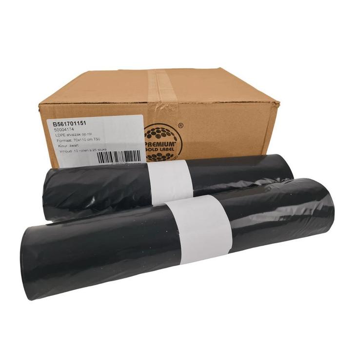 Afvalzak LDPE 70x110 cm T50 Zwart - 250 Zakken, Huis en Inrichting, Woonaccessoires | Prullenbakken, Nieuw, Verzenden