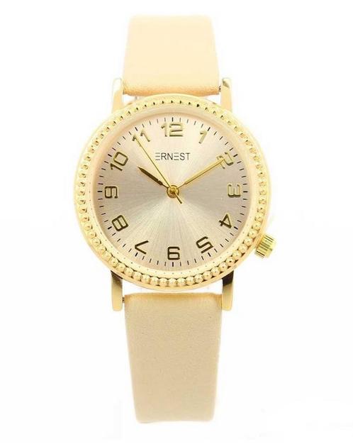 Ernest horloge - Beige - Dore Serra, Sieraden, Tassen en Uiterlijk, Horloges | Dames, Kunststof, Nieuw, Staal, Overige merken