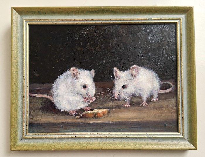 J.J. Mijnsbergen - Witte Muizen, Antiek en Kunst, Kunst | Schilderijen | Modern