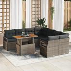 vidaXL Tuin Sofa Set Grijs 9 pcs Grijs Groot Riet en, Verzenden, Nieuw, Rotan