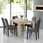 Eetkamerset Nora eethoek 7-delig licht eiken en donkergrijs, Verzenden, Nieuw