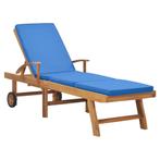 vidaXL Ligbed met kussen massief teakhout blauw, Verzenden, Nieuw