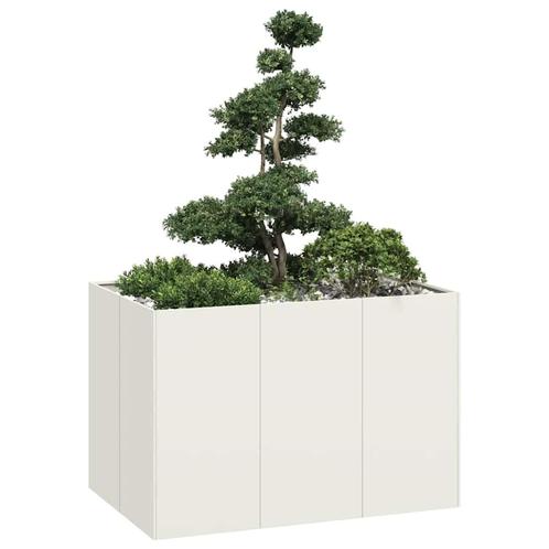 vidaXL Plantenbak 120x80x80 cm staal wit, Tuin en Terras, Bloembakken en Plantenbakken, Nieuw, Metaal, Verzenden