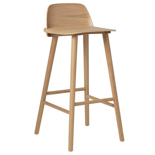 20% Korting | Muuto Nerd Barkruk, Huis en Inrichting, Barkrukken, Zo goed als nieuw, Hout, 60 tot 90 cm, Verzenden