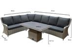 Bilbao dining hoek loungeset 5 delig grijs verstelbare tafel, Ophalen of Verzenden, Nieuw, Wicker