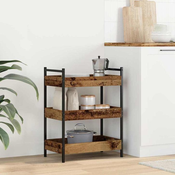vidaXL Keuken Trolley Oud hout 50 x 30 x 70 cm Bewerkt hout, Huis en Inrichting, Keuken | Keukenbenodigdheden, Nieuw, Verzenden