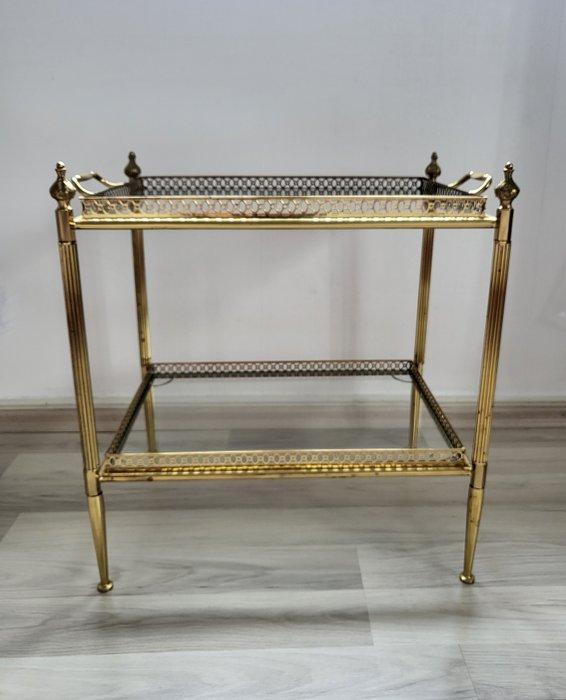 Bijzettafel - Glas, Messing - barkruk / bedieningswagen, Huis en Inrichting, Overige Huis en Inrichting