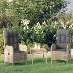 vidaXL 3-delige Loungeset met kussens poly rattan grijs, 3 zitplaatsen, Nieuw, Loungeset, Verzenden
