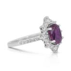 Ring - 18 karaat Witgoud - 2.58ct. tw. Saffier - Diamant -, Nieuw