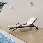 vidaXL Ligbed met kussen en wieltjes poly rattan bruin, Tuin en Terras, Ligbedden, Verzenden, Nieuw