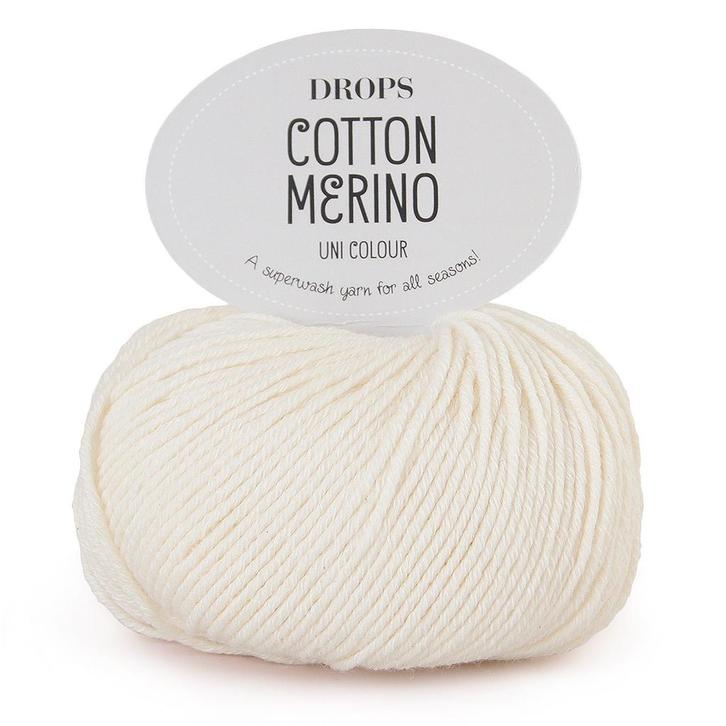 DROPS Cotton Merino Uni Colour - 01 naturel - Wol/Katoen G, Hobby en Vrije tijd, Breien en Haken, Ophalen of Verzenden