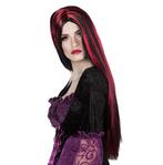 Halloween Pruik Lang Haar Zwart Rood, Verzenden, Nieuw