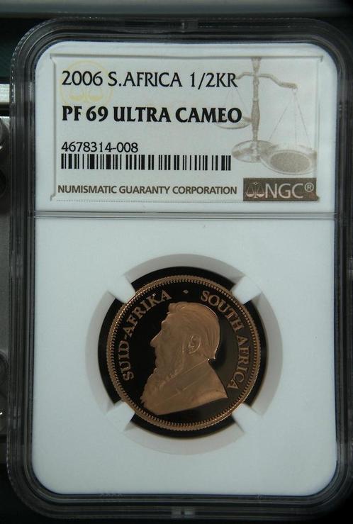 Gouden 1/2 oz Krugerrand 2006 PF69 Ultra Cameo NGC, Postzegels en Munten, Munten | Afrika, Losse munt, Goud, Zuid-Afrika, Verzenden