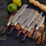 Keukenmes - Handgemaakt Damascus-chefset met stalen bolster,, Antiek en Kunst