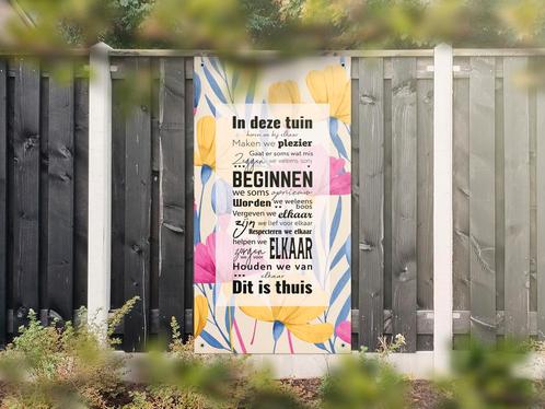 NR 1231: Tuinposter dit is thuis 180x90cm, Tuin en Terras, Tuinwanddecoratie, Nieuw