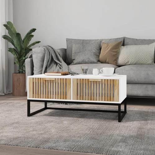 vidaXL Salontafel 80x40x35 cm bewerkt hout en ijzer wit, Huis en Inrichting, Tafels | Salontafels, 50 tot 100 cm, Nieuw, Overige houtsoorten