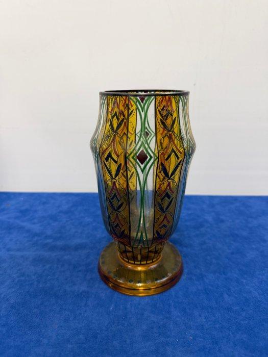 Schwarzlot - Adolf Beckert - Vaas - Glas, Antiek en Kunst, Antiek | Glas en Kristal