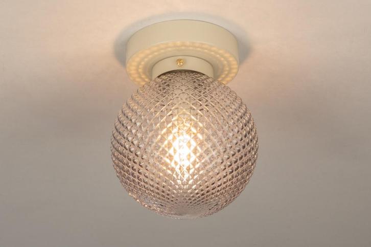 Rietveld Plafondlampen - Beige, Zand - Glas, Metaal, Huis en Inrichting, Lampen | Plafondlampen, Verzenden