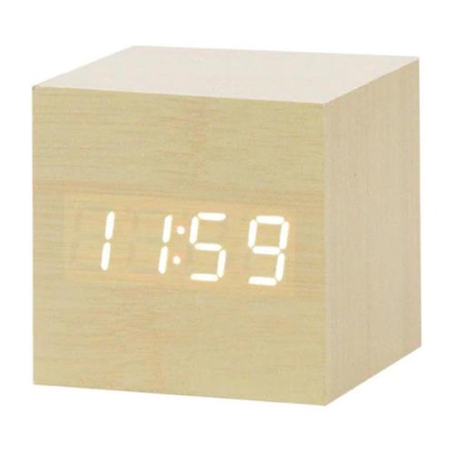 Houten Digitale LED Klok - Wekker Alarm  Snooze Helderheid, Witgoed en Apparatuur, Wekkers, Nieuw, Verzenden