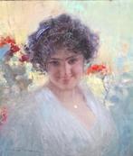 Mario Borgoni (1869-1936) - Ritratto di donna, Antiek en Kunst, Kunst | Schilderijen | Klassiek