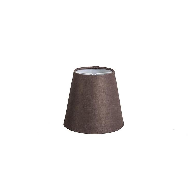 Linnen klemkap bruin rond schuin 12/8/11, Huis en Inrichting, Lampen | Lampenkappen, Minder dan 25 cm, Rond, Bruin, Nieuw