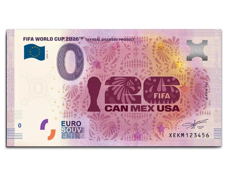 Officieel 0 euro biljet FIFA WK 2026 “Gastland Mexico”, Postzegels en Munten, Bankbiljetten | Europa | Eurobiljetten, Verzenden