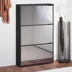 vidaXL Schoenenkast met spiegel 3-laags zwart 63x17x102,5 cm, Verzenden, Nieuw