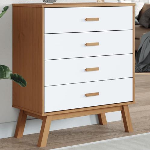 vidaXL Ladekastje OLDEN massief grenenhout wit en bruin, Kinderen en Baby's, Kinderkamer | Commodes en Kasten, Nieuw, Verzenden
