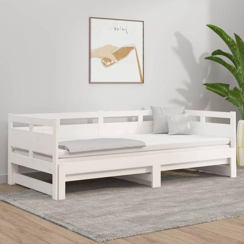 vidaXL Slaapbank uitschuifbaar massief grenenhout wit, Huis en Inrichting, Slaapkamer | Bedden, 80 cm, 200 cm, Wit, Eenpersoons