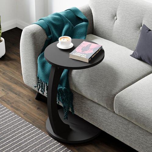 Bijzettafel Holeby rond 56xØ38 cm zwart mat [en.casa], Huis en Inrichting, Tafels | Bijzettafels, Nieuw, Verzenden