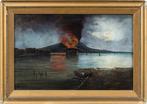 Italian school (XIX) - Gulf of Naples with Mount Vesuvius, Antiek en Kunst, Kunst | Schilderijen | Klassiek