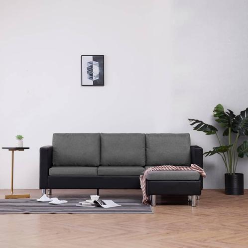 vidaXL Driezitsbank met kussens kunstleer zwart, Huis en Inrichting, Banken | Bankstellen, Nieuw, Leer, Driepersoons, Verzenden