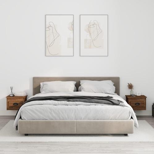 vidaXL Nachtkastjes 2 st wandgemonteerd 41,5x36x28 cm bruin, Huis en Inrichting, Slaapkamer | Nachtkastjes, Nieuw, Minder dan 45 cm