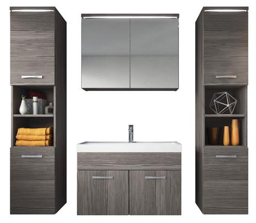Badkamermeubel Set Paso XL 80 x 40 cm Grijs Eiken, Huis en Inrichting, Badkamer | Badkamermeubels, Nieuw, Wastafelkast, Verzenden
