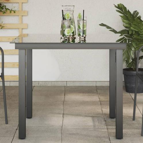 vidaXL Tuintafel 80x80x74 cm aluminium en glas zwart, Tuin en Terras, Tuintafels, Nieuw, Verzenden