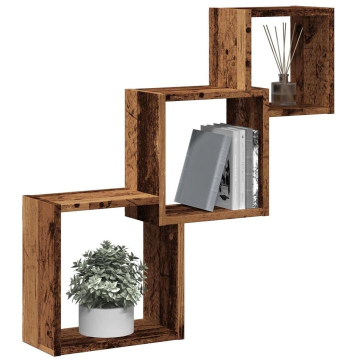 vidaXL Wandplanken kubus 68x15x68 cm bewerkt hout oud, Huis en Inrichting, Woonaccessoires | Wandplanken en Boekenplanken, Nieuw